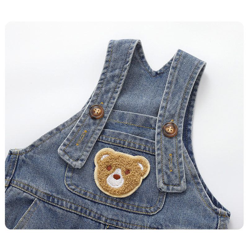 Tuinbroek met Beer - TeddyDenim Spijkeroverall Unisex, Blauw, Katoen, Denim, Maat 0-5 Jaar