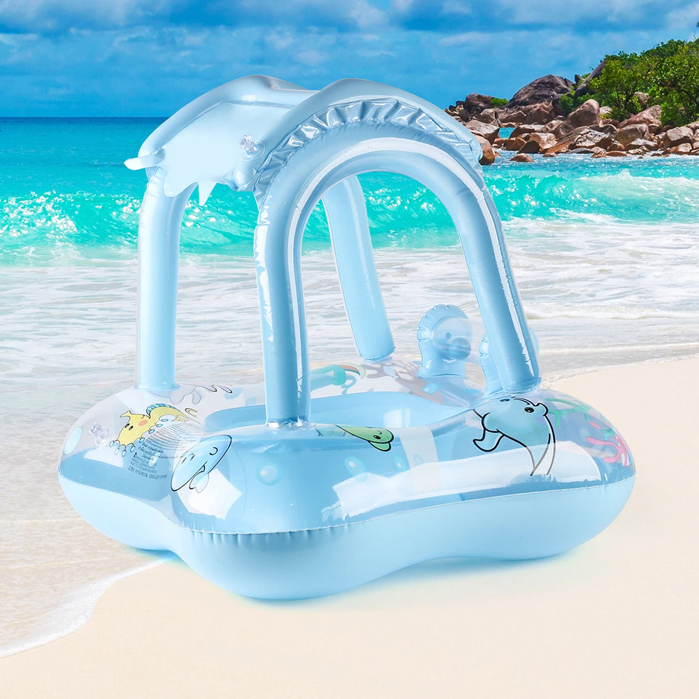 Baby Zwemband met Luifel – Opblaasbare Float met Zonnedak