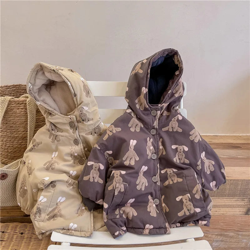 Jas met Capuchon – Knuffel Unisex, Bruin/Beige, Polyester, Maat 0-6 Jaar-More For Mini