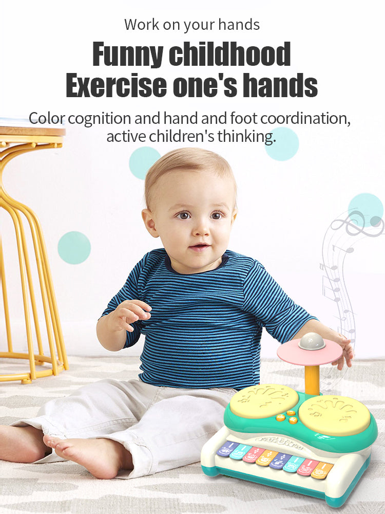 Kindertrommelset met Licht & Geluid – Educatief Muziekspeelgoed voor Baby Peuter Kleuter 1-5 Jaar