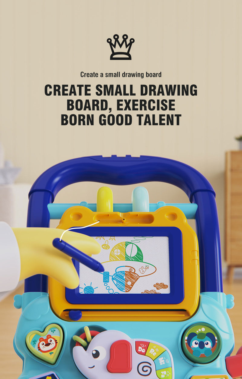 Baby Loopwagen met Activiteitenpaneel & Tekentablet – Educatief Speelgoed 9+ Maanden