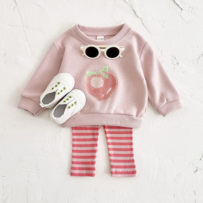 Set met Legging en Sweater - BerryBabe Meisjes, Roze/Geel/Groen, Katoen, Maat 0-3 Jaar