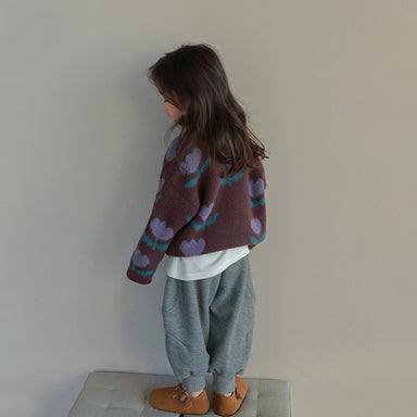 Trui met Print - Tulpen Meisjes, Bruin, Katoen, Maat 0-8 Jaar-More For Mini