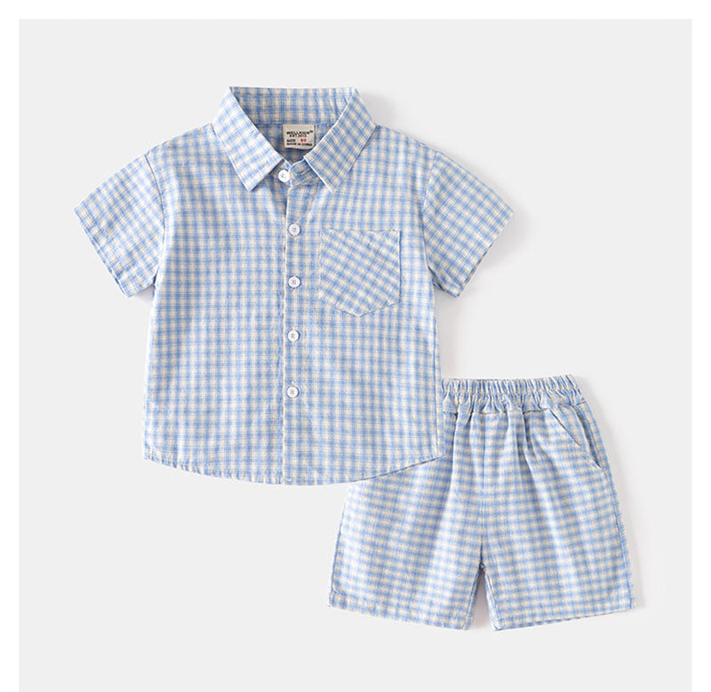 Noan Set Kind – Zomeroutfit 1-6 Jaar – T-shirt & Short – Unisex – Zacht Katoen – Comfortabel & Trendy – Blauw