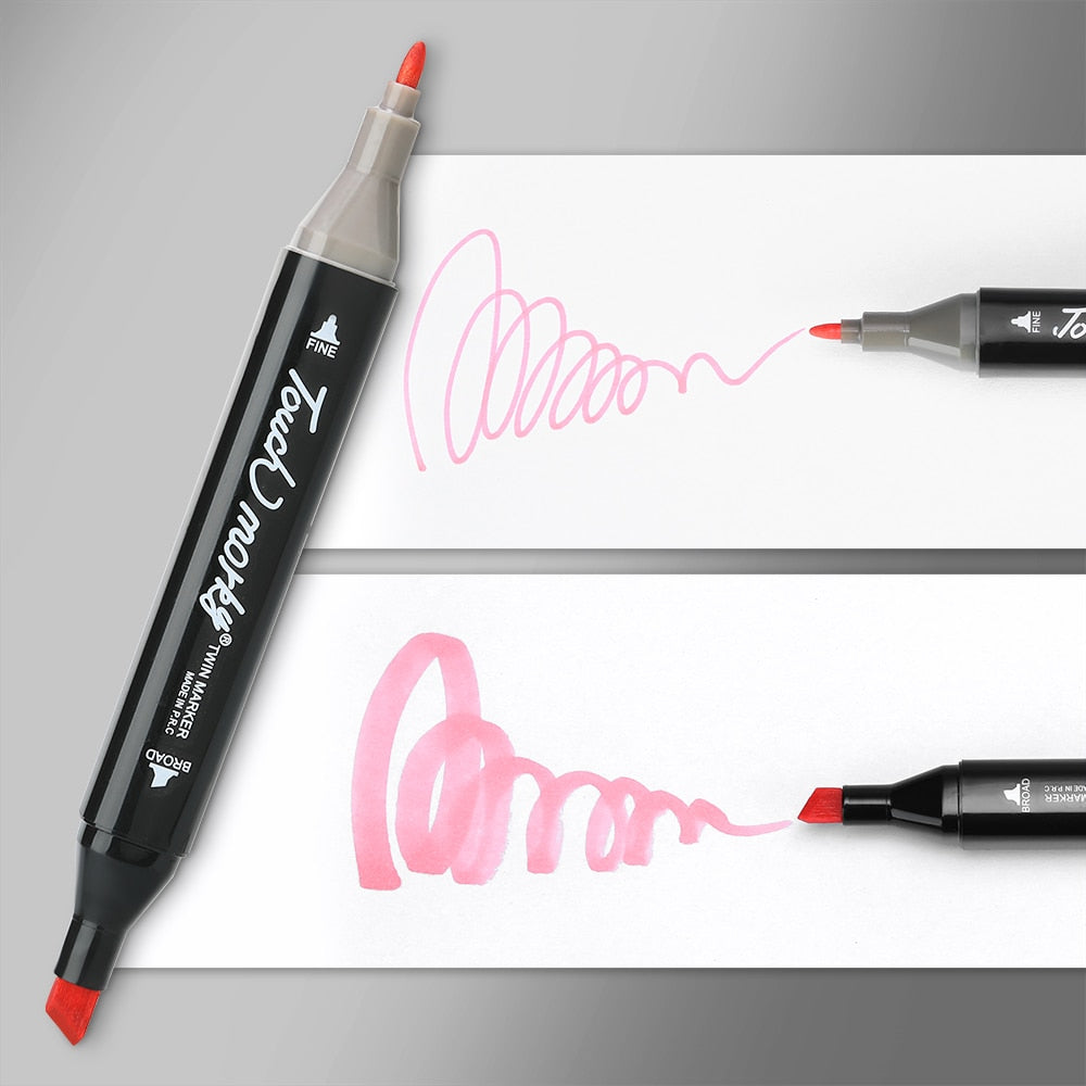 LumaColor Dubbelpunt Markers – Permanente Markers Set met 30-80 Kleuren voor Tekenen, Illustraties & Creatieve Projecten