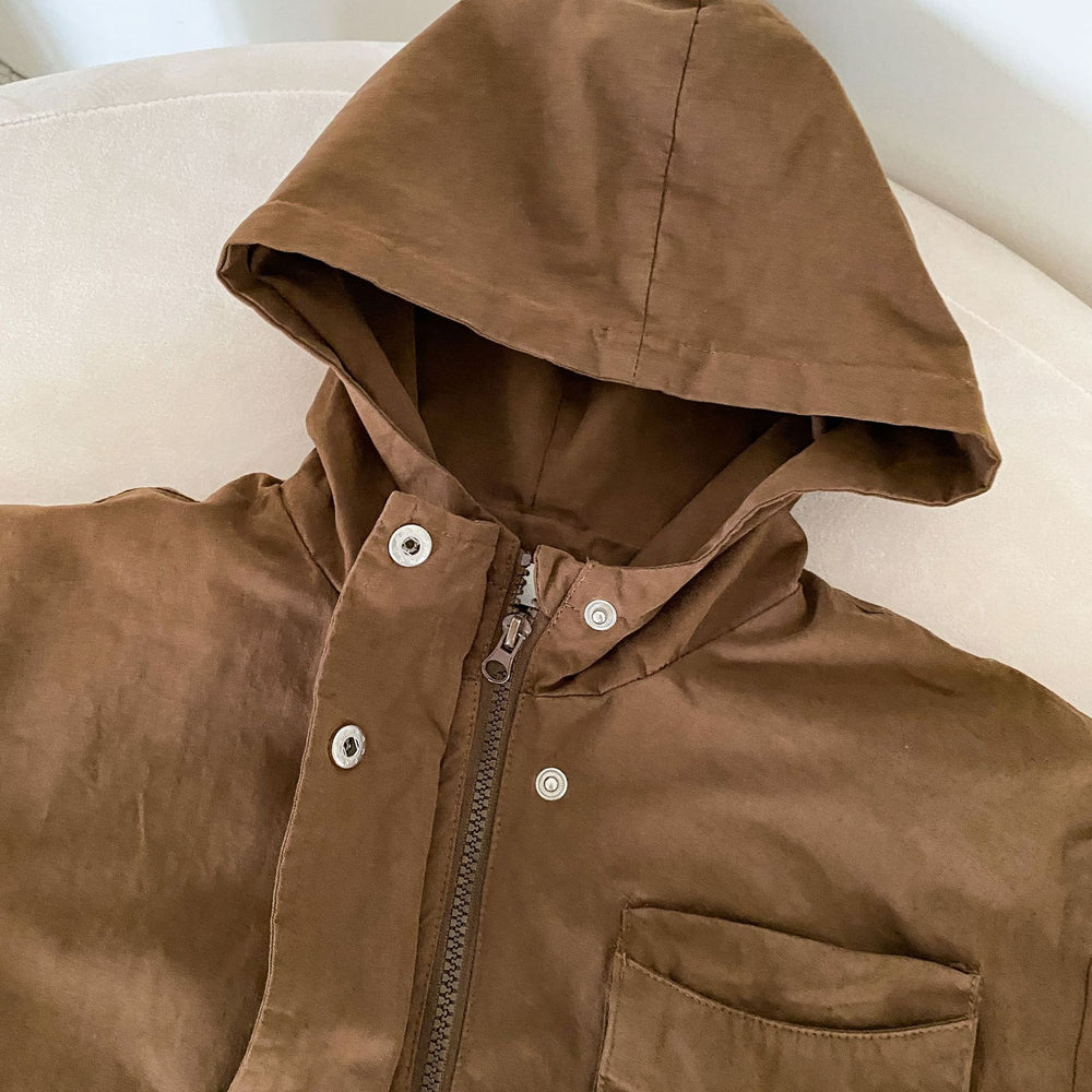 Windjack Parka - CozyShield Unisex, Beige/Bruin, Katoen, Maat 0-8 Jaar