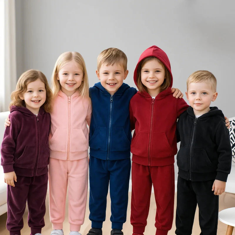 CozyTrail Kids Velvet Tracksuit – Warm & Comfortable Training Set for Children