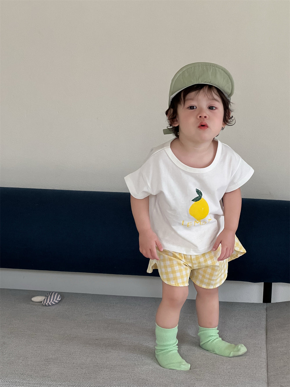 Petit Soleil Baby Zomerset – Citroen T-shirt + Geel Shortje – 100% Katoen – 0-3 Jaar – Zachte Baby Kleding Zomer Meisje/Jongen