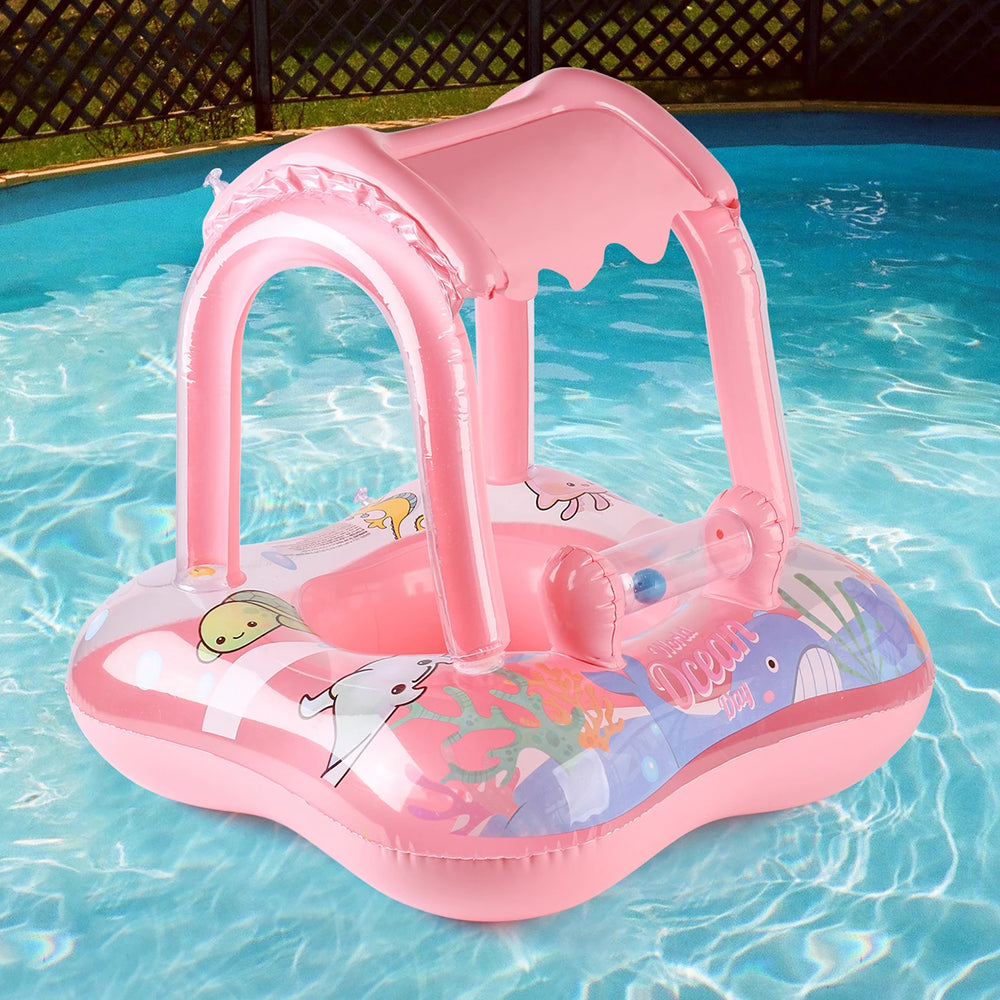 Baby Zwemband met Luifel – Opblaasbare Float met Zonnedak