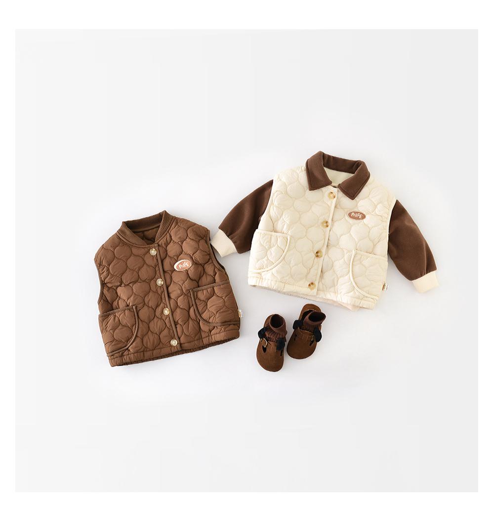 Gewatteerde Bodywarmer - Pape Unisex, Bruin/Beige, Katoen, Maat 0-4 jaar