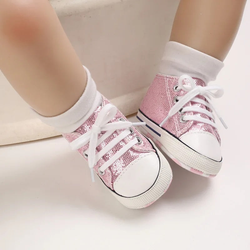 Lunari Glitz Baby Sneaker – Glitter Babyschoenen Meisje – Antislip – Eerste Stap Schoentjes - 0-1,5 Jaar