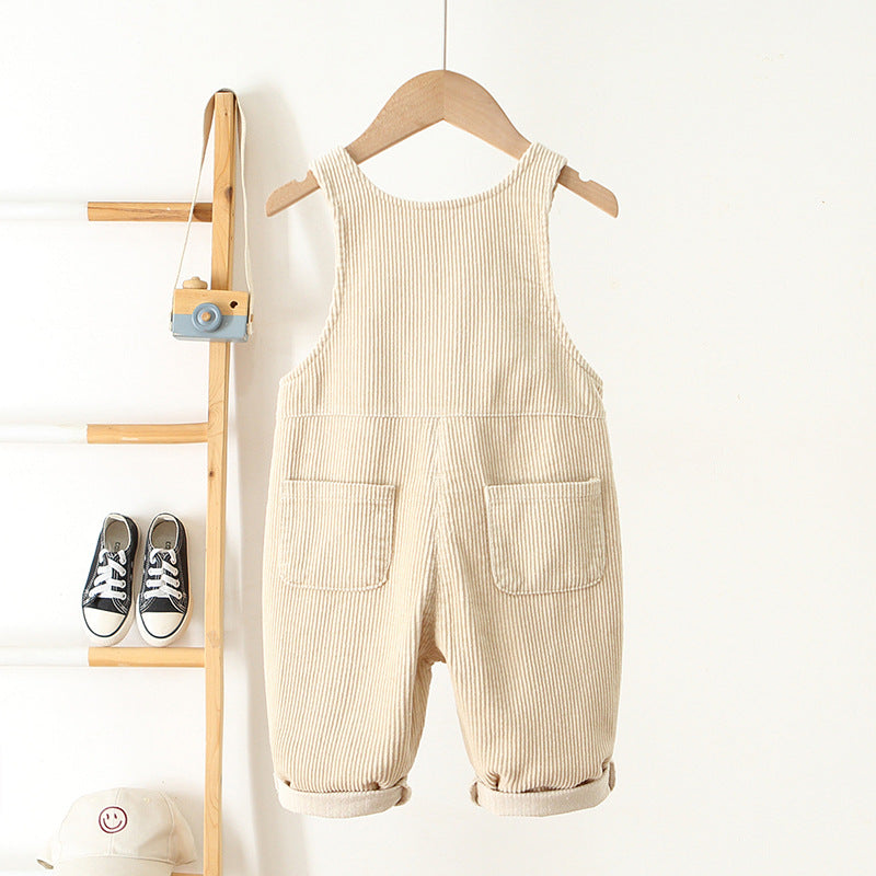 Tuinbroek met Hart - Cordi Love Meisjes, Beige/Roze/Bruin, Katoen, Maat 0-4 Jaar