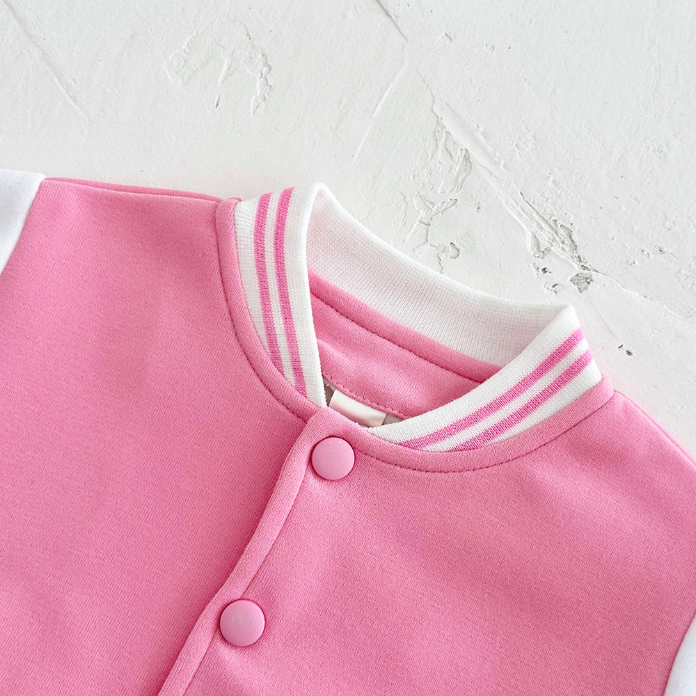 Baseball Jas - Asmara Unisex, Blauw/Roze, Katoen, Maat 0-3 jaar-More For Mini