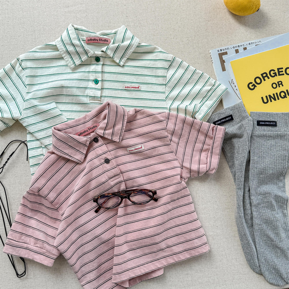 OWA Polo Stripe Unisex Kindershirt 0–6 Jaar | Gestreepte Polo – Katoen