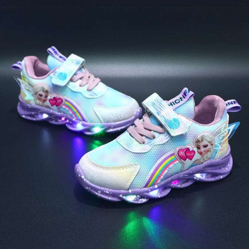 Rainbow Glitter LED Kindersneakers – Oplichtende Zool | Maat 22-35
