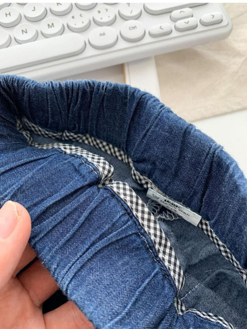 Denim set short + shirt - Hawkin Peuter Kleuter Kinderen, Blauw, Katoen, Maat 1-7 Jaar