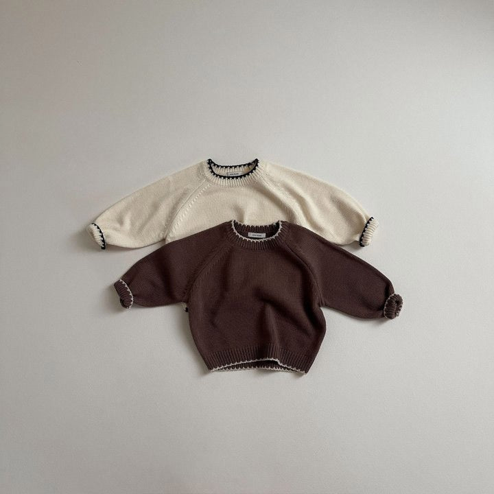 Gebreide Trui Retro - Toem Meisjes, Bruin/Beige/Wit, Katoen, Maat 0-7 Jaar-More For Mini