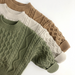 Gebreide Trui met Kabel - Pyong Unisex, Bruin/Groen/Beige, Katoen, Maat 0-6 Jaar-More For Mini