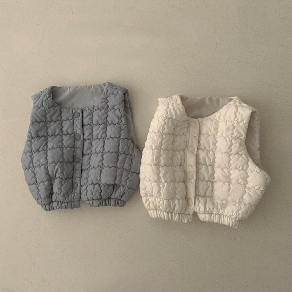 Gewatteerde Bodywarmer | Cloudnest Unisex, Grijs/Beige, Katoen, 0-3 Jaar