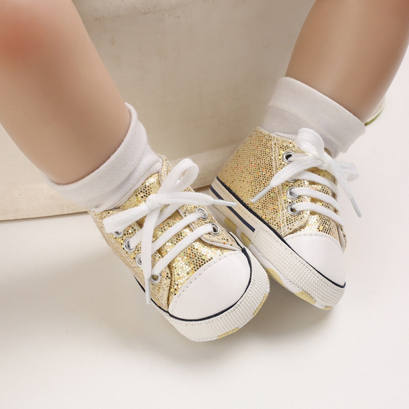 Lunari Glitz Baby Sneaker – Glitter Babyschoenen Meisje – Antislip – Eerste Stap Schoentjes - 0-1,5 Jaar