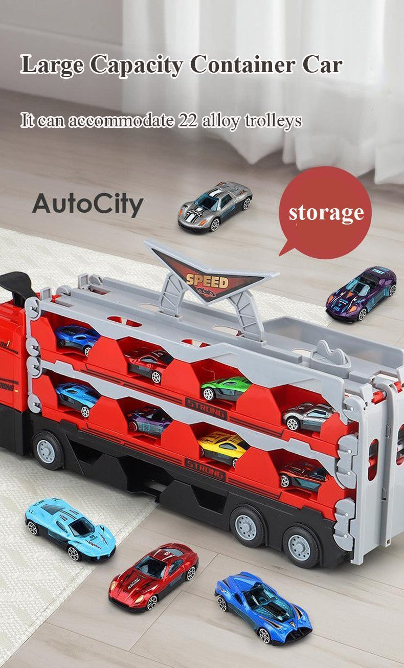 TurboHaul Transporttruck met 8 Miniatuurauto’s – Speelgoed Truck Set voor Kinderen vanaf 3 Jaar – Realistisch en Duurzaam Speelplezier