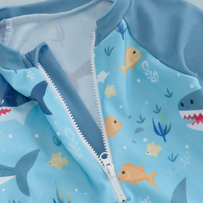 Finfin UV Zwempak Baby & Peuter – Haaienprint Zwempak met Zonneklep (0-5 Jaar) – UPF50+ Zonnebescherming