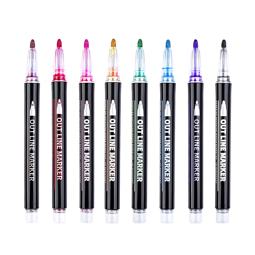 LuxeLine Spark Markers – Metallic Dubbele Lijn Stiften voor Creatieve Kunstwerken