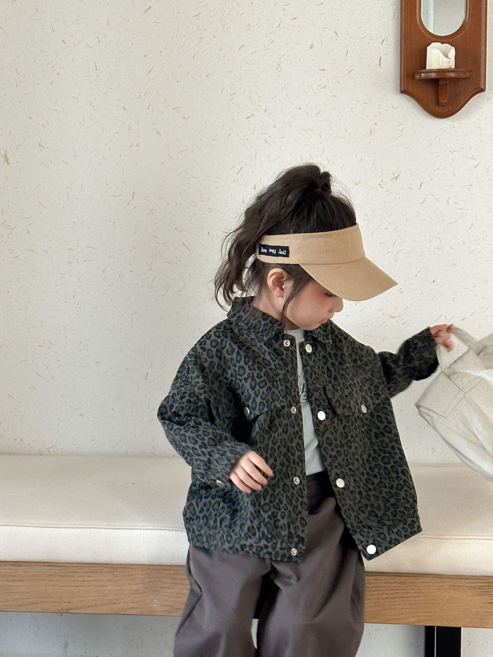 Spijkerjas met Luipaardprint - Wild & Free Unisex, Bruin/Grijs, Katoen, Denim, Maat 0-2 jaar