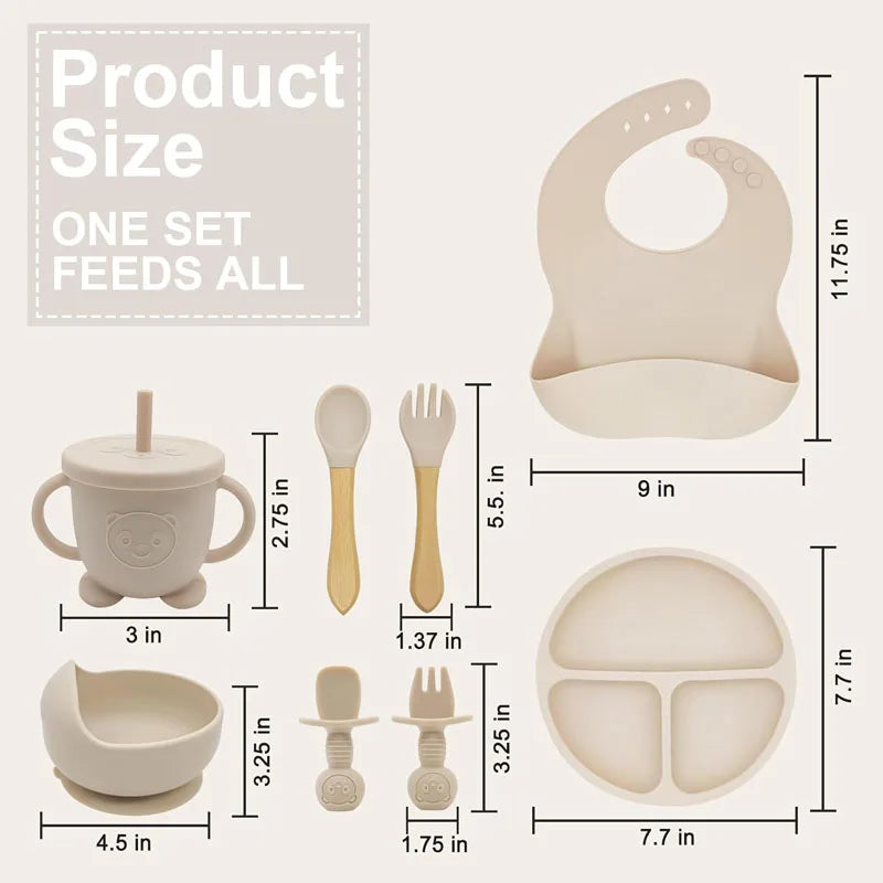Gepersonaliseerde Baby Eetset met Naam – BPA-vrij Siliconen | 8-delig