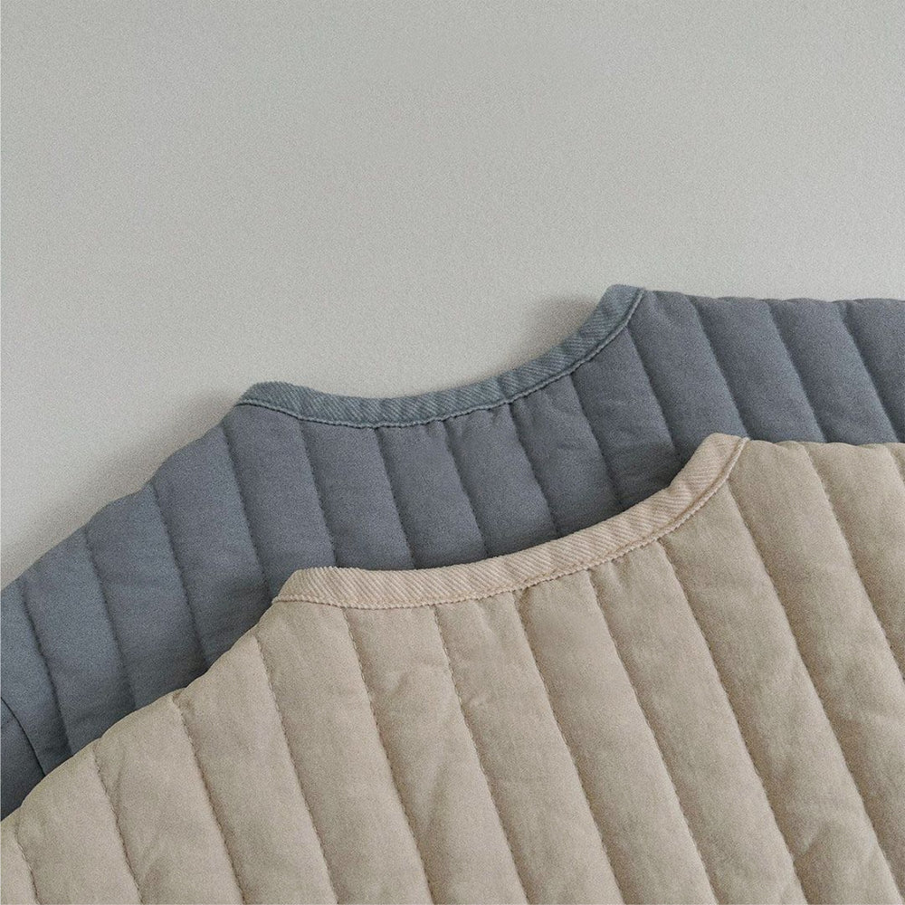 Gewatteerd Jasje - Mila & Finn Unisex, Blauw/Beige, Katoen, Maat 0-3 jaar