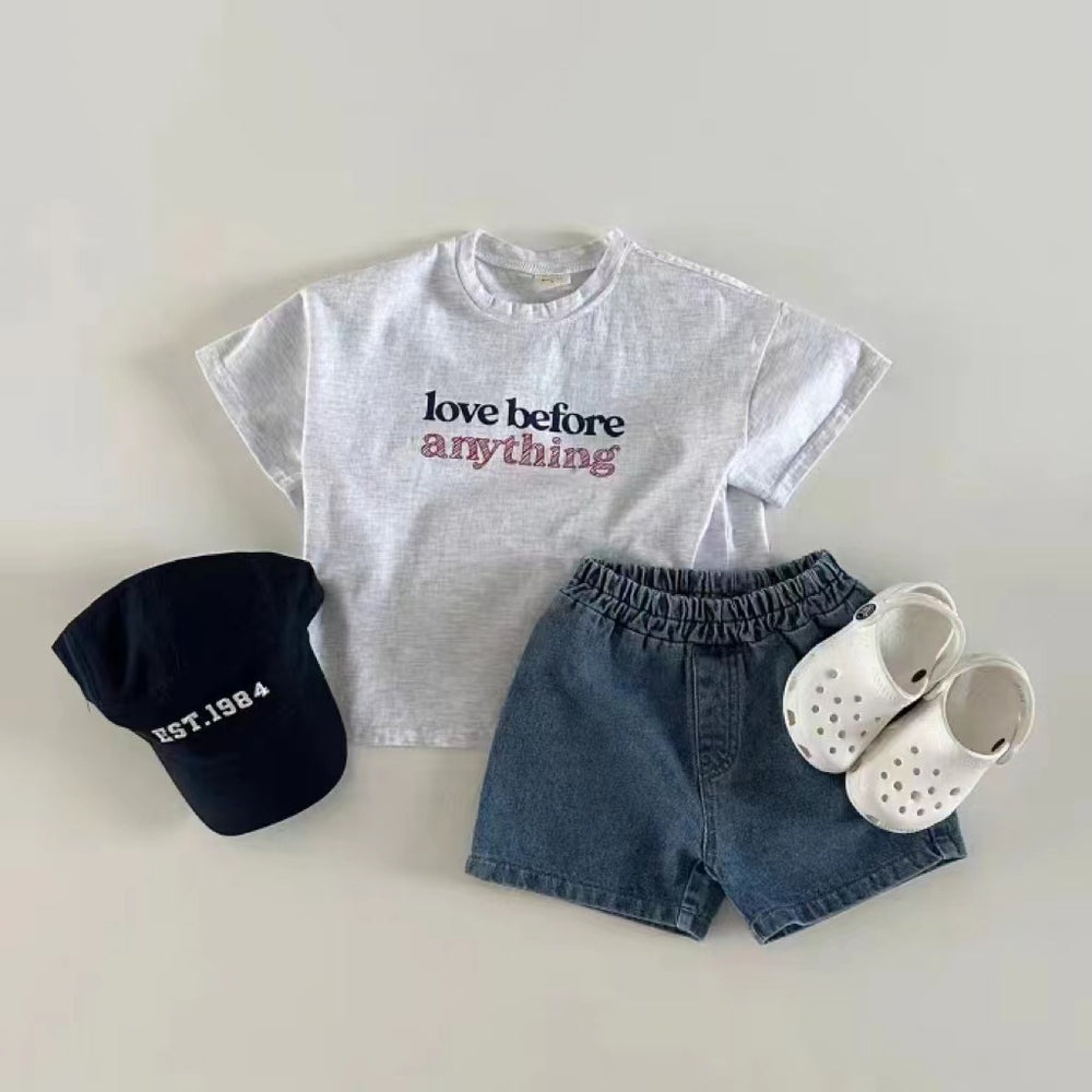 Korte Broek – DenimPlay Unisex, Zwart/Blauw/Lichtblauw, Katoen, Maat 0-3 Jaar
