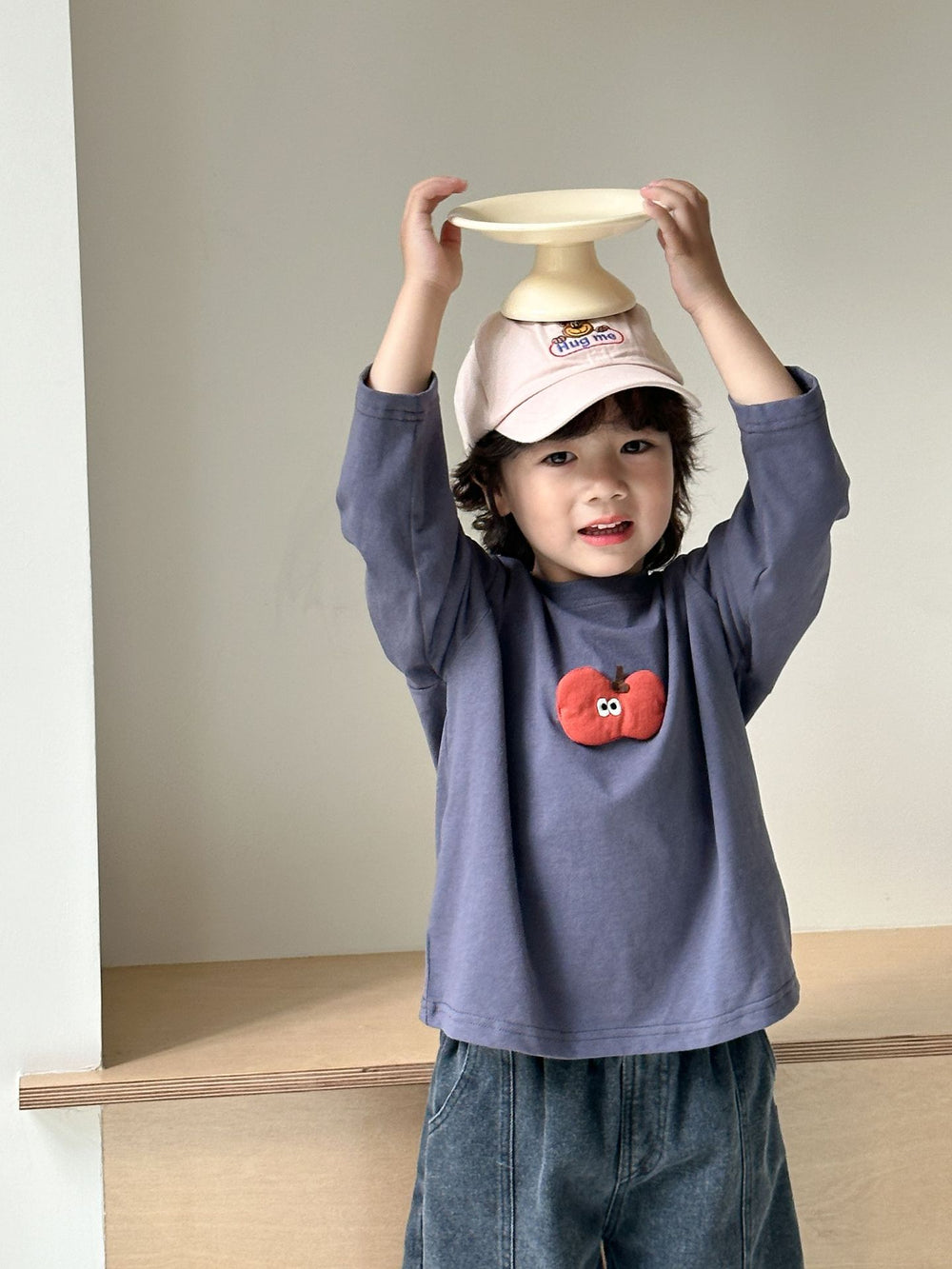 Longsleeve met 3D - Fruity Friends Unisex, Roze/Grijs, Katoen, Maat 0-8 jaar