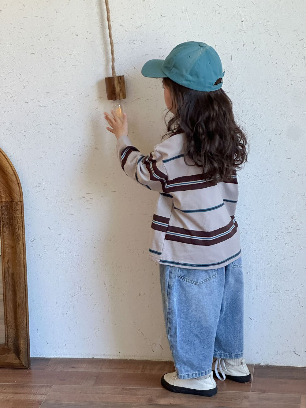 Polo met Strepen - LuckyStripe Unisex, Bruin/Grijs, Katoen, Maat 0-8 Jaar