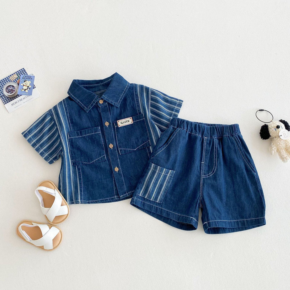 Denim Days Baby- & Kinder Zomerset – Uniseks Jeans Shirt & Short | Lune & Lio | Maat 0–7 Jaar | 100% Katoen