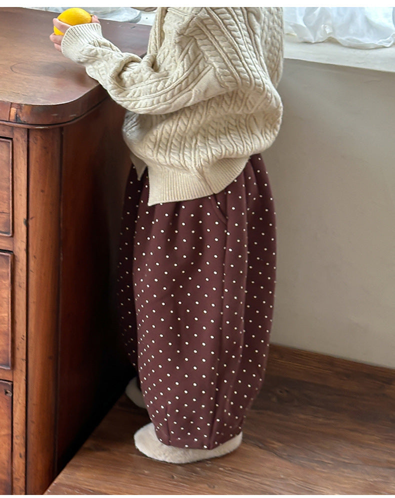 Broek met Stippen - Dotty Daze Meisjes, Bruin/Zwart, Katoen, Maat 1-8 Jaar