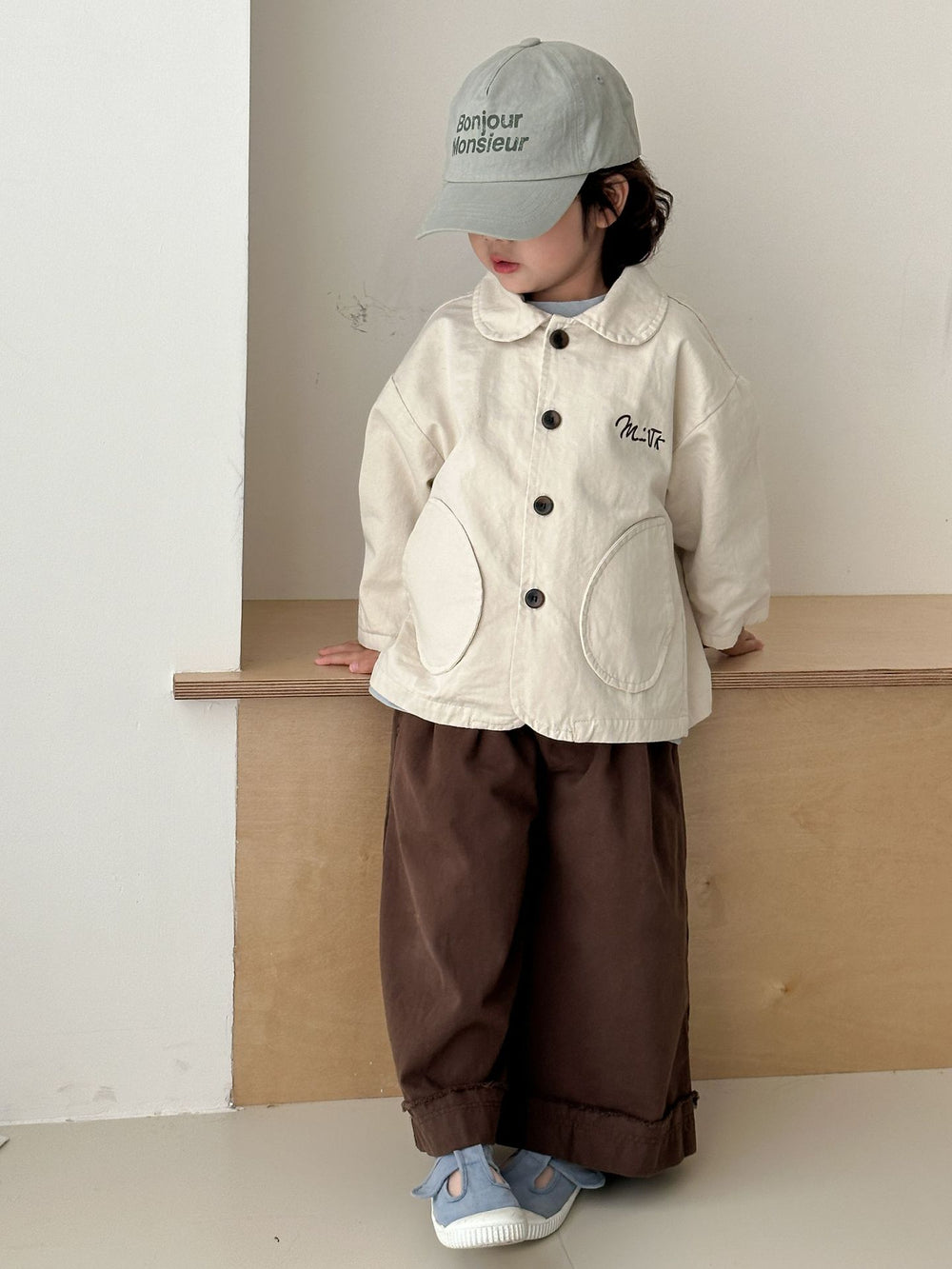 Jas - LittleUrban Unisex, Grijs/Beige, Katoen, Maat 0-8 Jaar