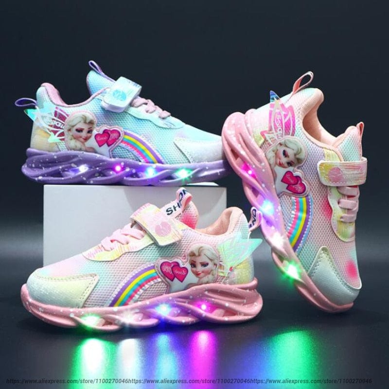 Rainbow Glitter LED Kindersneakers – Oplichtende Zool | Maat 22-35