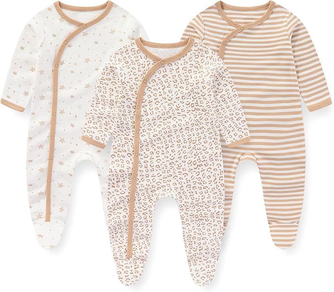 CozyCubs Baby Rompers – Zacht, Ademend & Warm | Set van 3 Rompers voor 0-12 Maanden