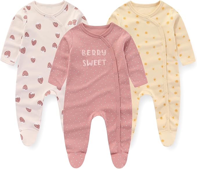 CozyCubs Baby Rompers – Zacht, Ademend & Warm | Set van 3 Rompers voor 0-12 Maanden