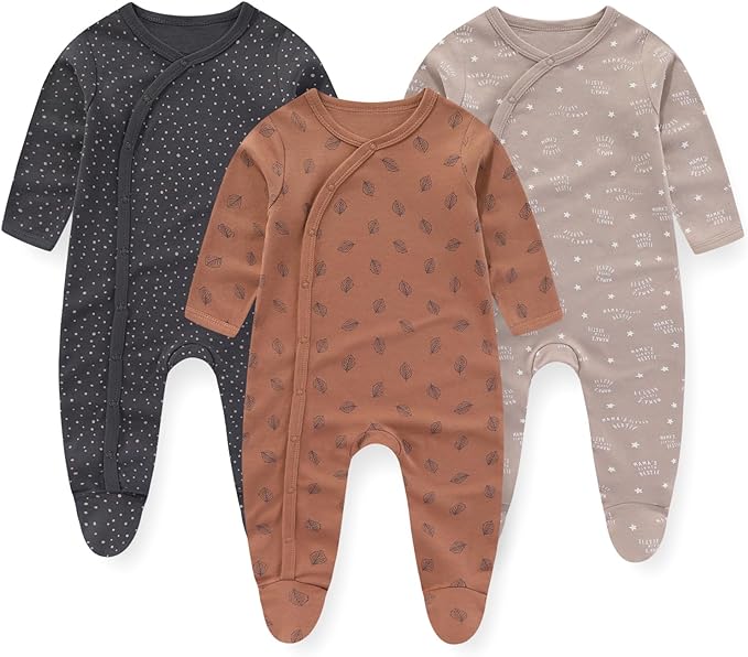 CozyCubs Baby Rompers – Zacht, Ademend & Warm | Set van 3 Rompers voor 0-12 Maanden