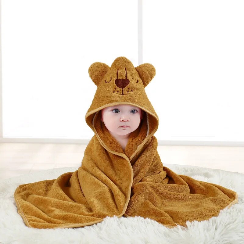 SnuggleTales Baby Hooded Badhanddoek – Zachte Cartoon Dieren Handdoek voor Kinderen