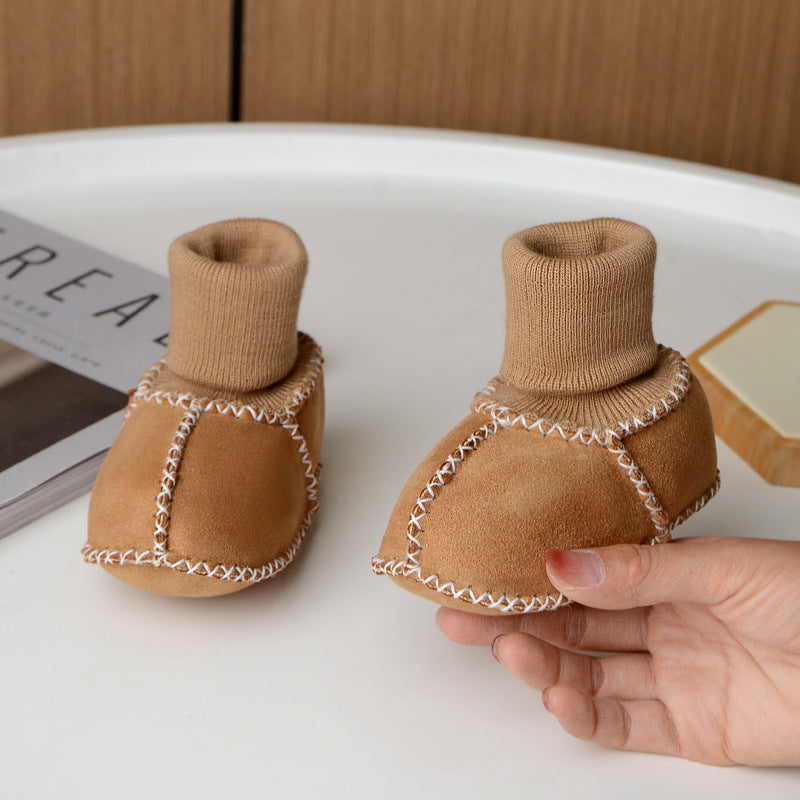 Babyslofjes – CuddleToes Unisex, Bruin/Grijs/Beige/Roze/Rood/Blauw, Suède, Maat 0-12 Maanden