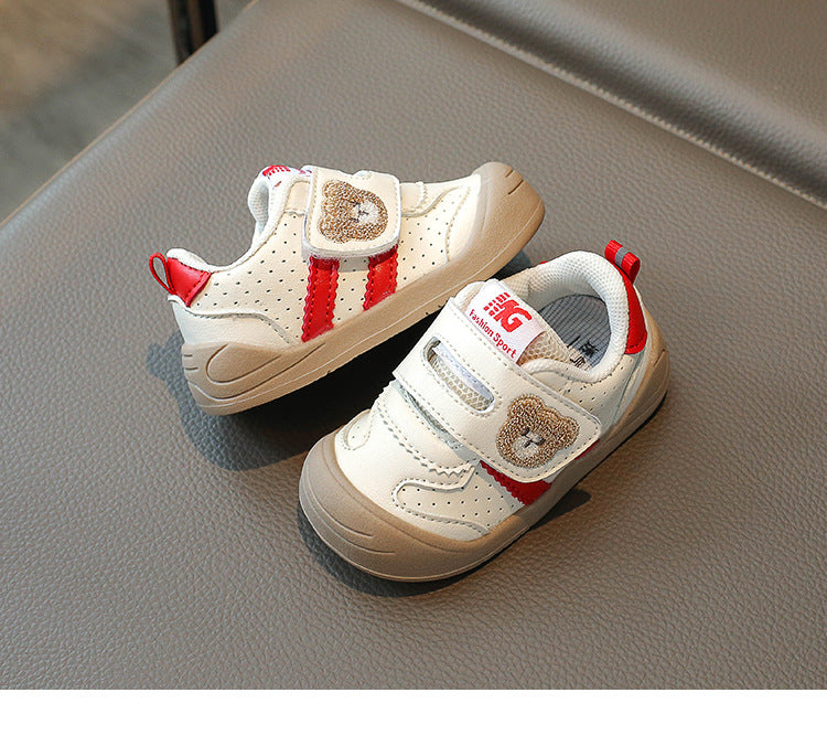 Sneaker met Klittenband - Beer Unisex, Khaki/Zwart/Rood, Maat 16-25-More For Mini