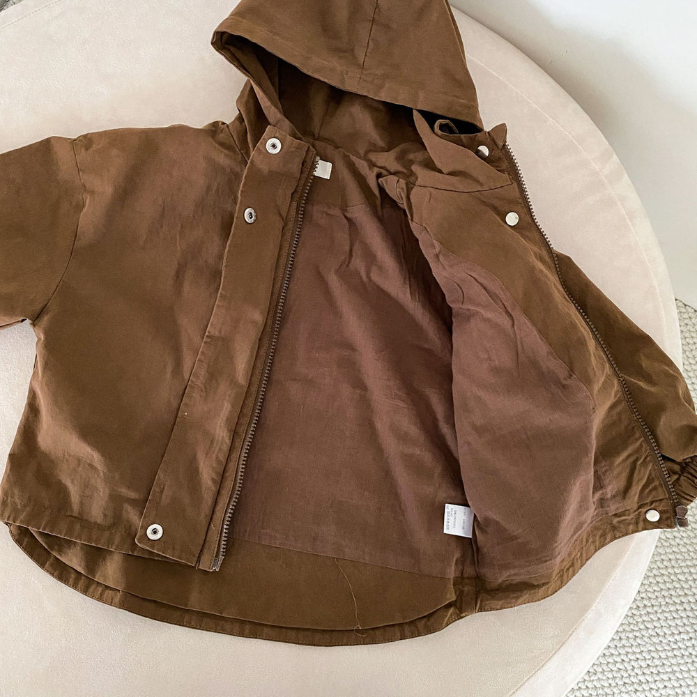 Windjack Parka - CozyShield Unisex, Beige/Bruin, Katoen, Maat 0-8 Jaar