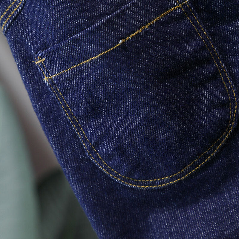 Spijkerbroek met Elastiek Donkerblauwe Wassing - Baby Peuter Kleuter Kinderen, Blauw, Katoen, Denim, Maat 0-7 Jaar