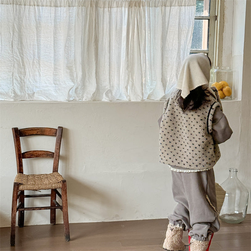 Sherpa Bodywarmer - CuddleNest Meisjes, Beige/Grijs, Katoen, Maat 0-6 Jaar-More For Mini