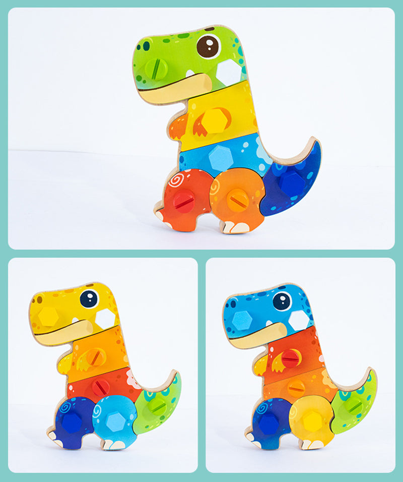 Houten dino bouwset kind | Educatief speelgoed 2+ jaar