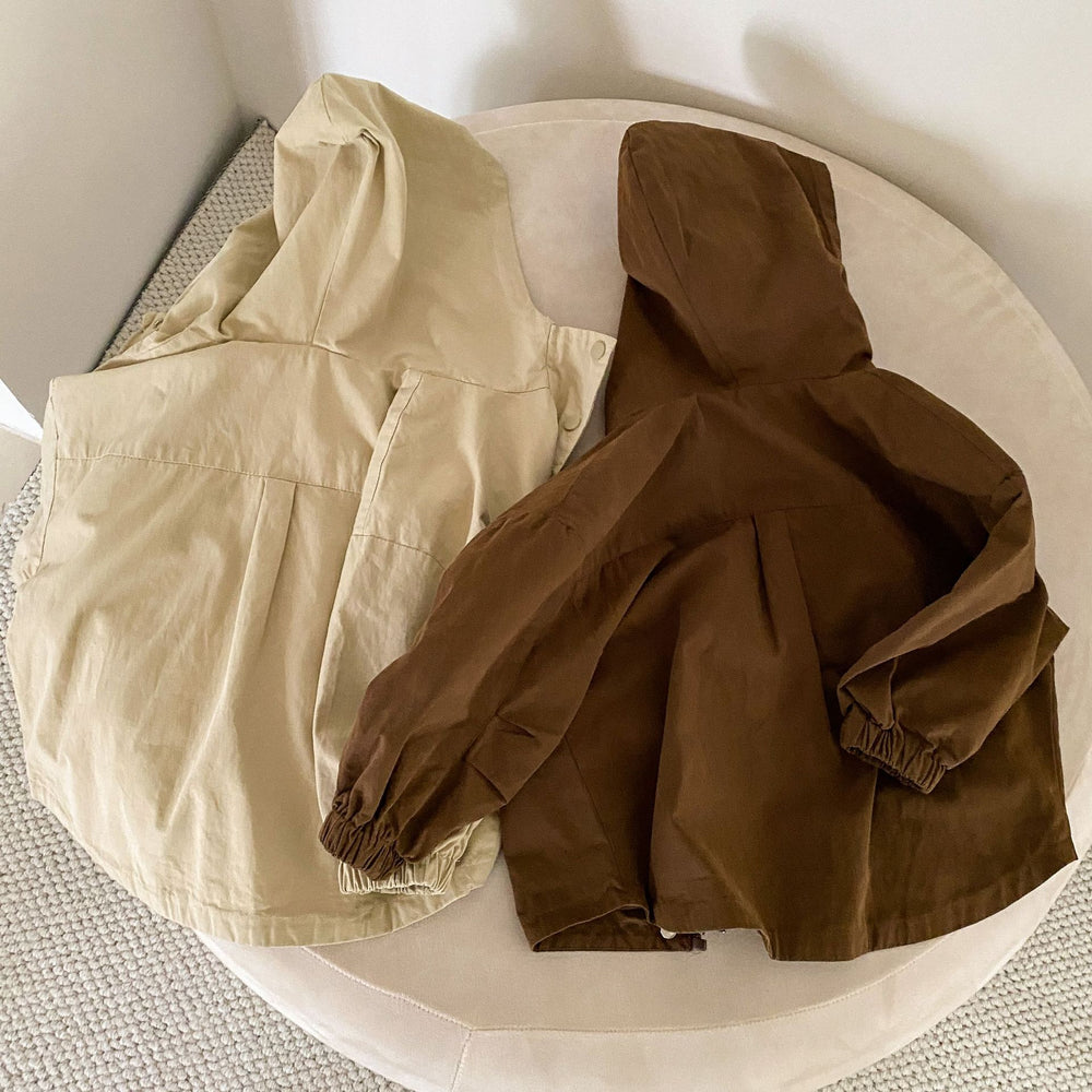 Windjack Parka - CozyShield Unisex, Beige/Bruin, Katoen, Maat 0-8 Jaar