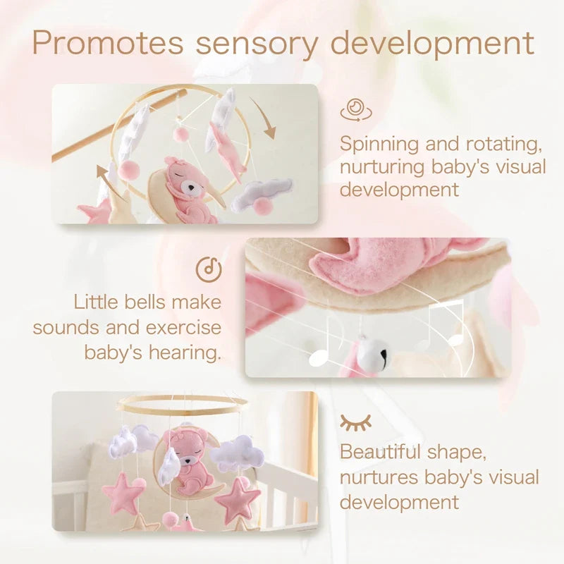 Wiegmobiel hout baby – babymobiel met beren en sterren