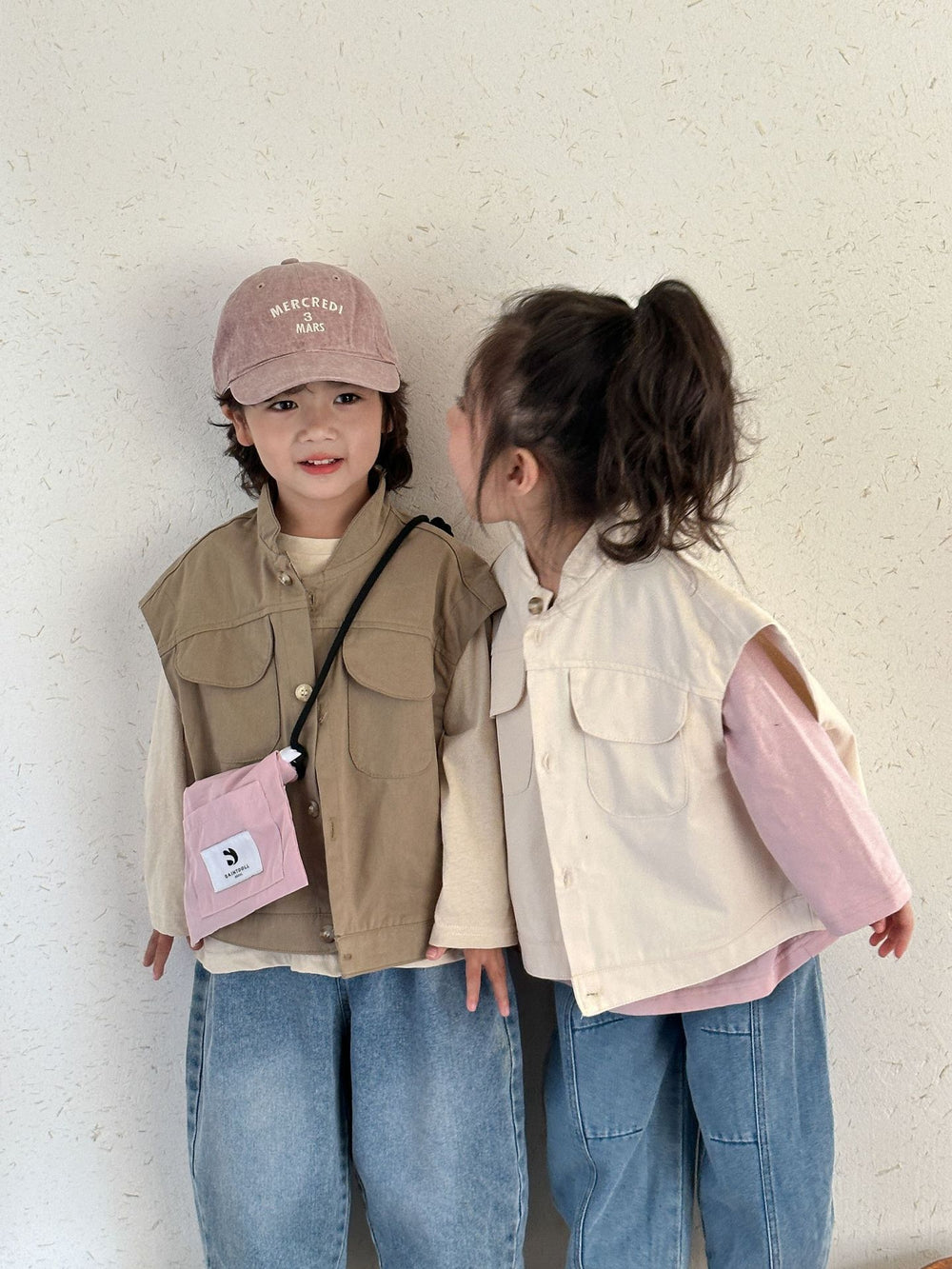 Gilet met Knoopsluiting - Explorer Unisex, Beige/Bruin, Katoen, 0-8 Jaar